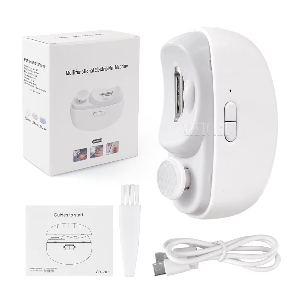 2In1 Wireless Nail Clipper Grinding for Adult Child Nail Grinder Polish Trimmer Machine Portable Finger Toe Nails Cutter Tool