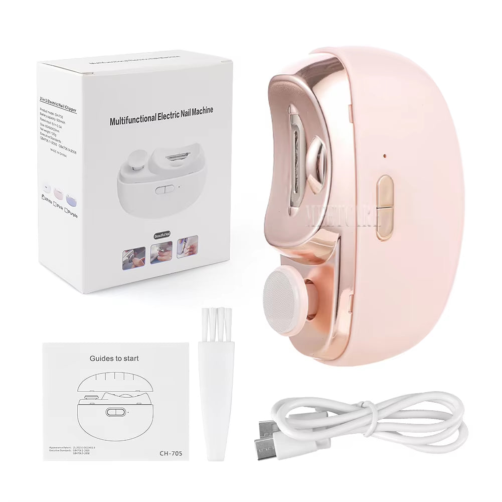 2In1 Wireless Nail Clipper Grinding for Adult Child Nail Grinder Polish Trimmer Machine Portable Finger Toe Nails Cutter Tool